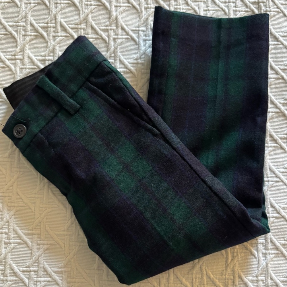 Janie and Jack Plaid Green and Navy lined Pants 
Boys size 3T